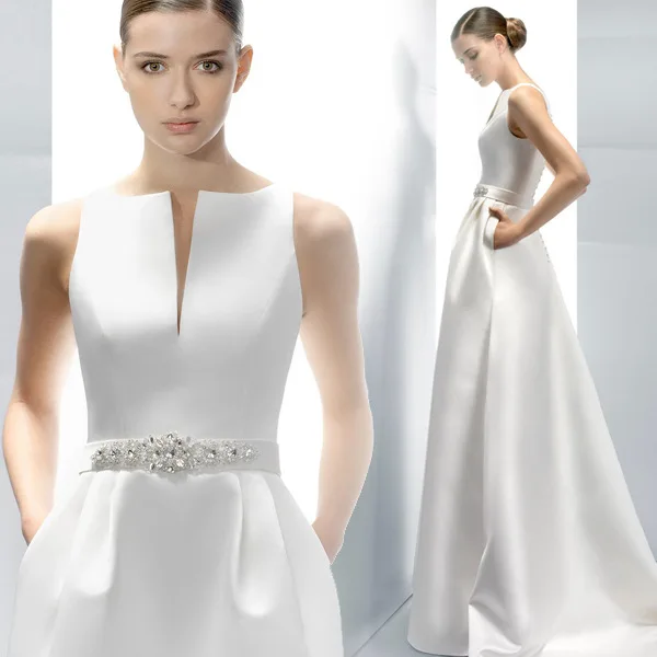 S0258A 2021new simple deep V-shaped shoulder big tail slim fishtail satin Wedding evening dress, White
S0258A 2021new simple deep V-shaped shoulder big tail slim fishtail satin Wedding evening dress, White