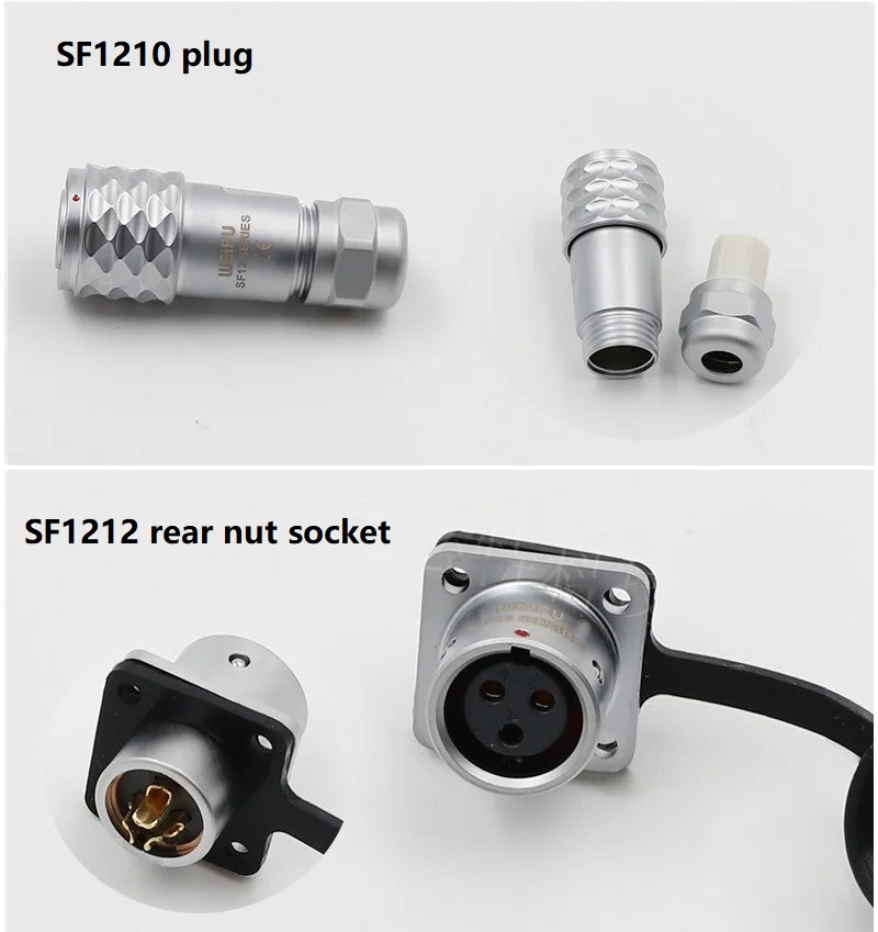 Weipu Ip67 Industrial Push Pull Metal Connector Sf12 Series Sf1210 1211