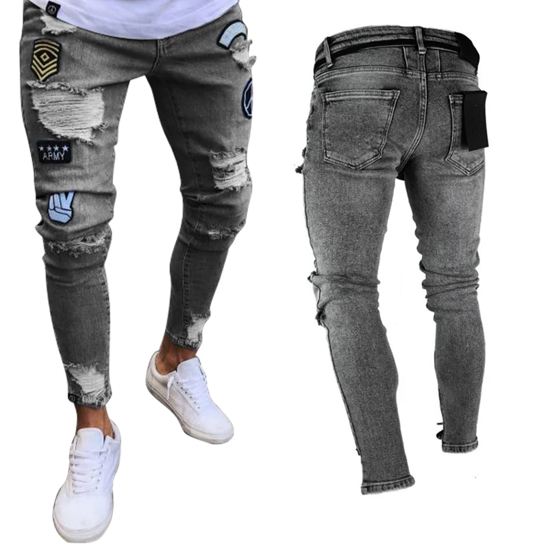Badge Men's Jeans Fashion Knee Hole Zipper Foot Pants Collage Casual High Waist Small Feet Pencil Pants S-3XL
Badge Men's Jeans Fashion Knee Hole Zipper Foot Pants Collage Casual High Waist Small Feet Pencil Pants S-3XL