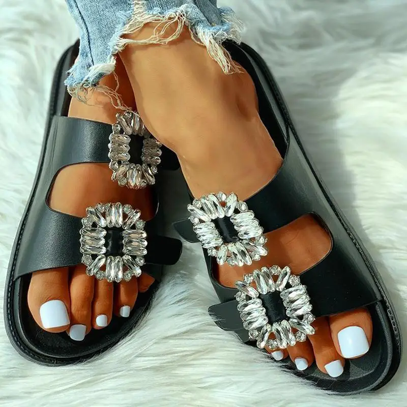Fashion Women Sandal Rhinestone Buckle Straps Ladies Slipper Diamond Summer Flat Slides Slippers for Women Sandal Shoes
Fashion Women Sandal Rhinestone Buckle Straps Ladies Slipper Diamond Summer Flat Slides Slippers for Women Sandal Shoes