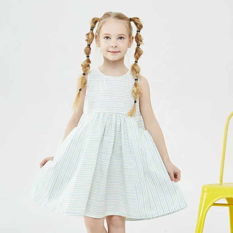 Gabby Loop Kids Cotton Plain Blue Sleeveless Striped Girls Dress With Pockets Summer, Picture shows
Gabby Loop Kids Cotton Plain Blue Sleeveless Striped Girls Dress With Pockets Summer, Picture shows