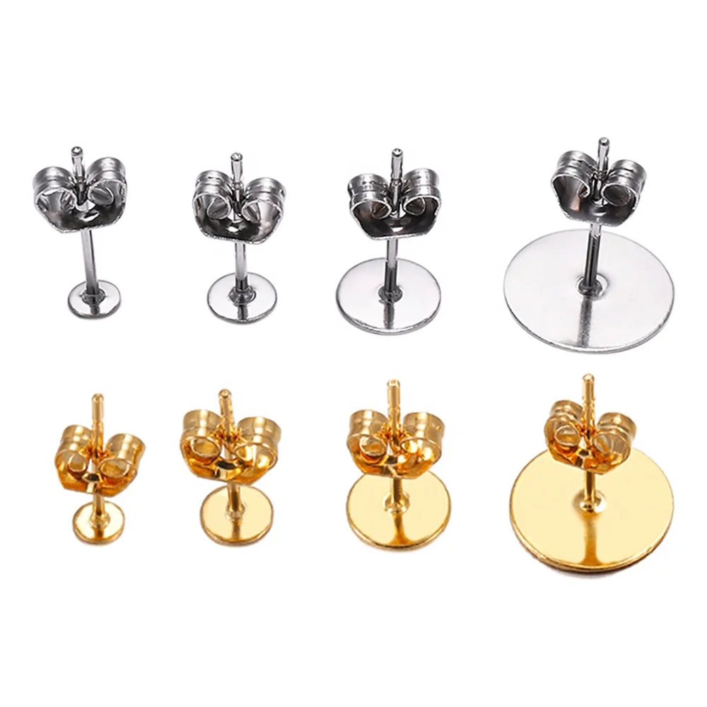 20-100pcs/lot Stainless Steel Blank Post Earring Stud Base Pins With Earring Plug Supplies For DIY Jewelry Making, As picture
20-100pcs/lot Stainless Steel Blank Post Earring Stud Base Pins With Earring Plug Supplies For DIY Jewelry Making, As picture