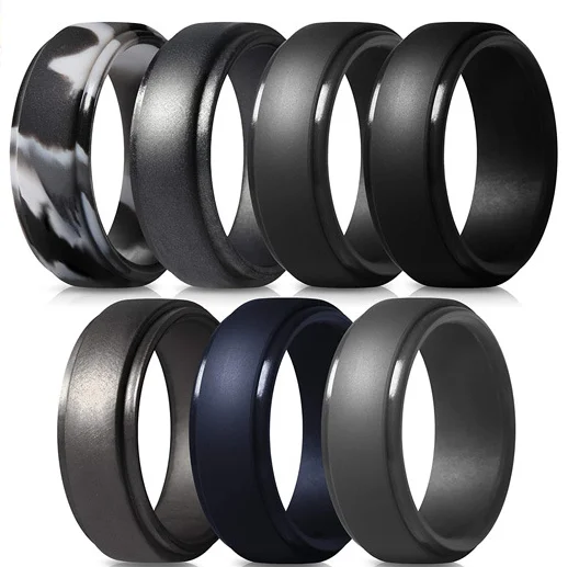 Silicone Wedding Rings for Men Breathable Airflow Inner Grooves - Step Edge Sleek Design Breathable Rubber Engagement Bands, Customized color
Silicone Wedding Rings for Men Breathable Airflow Inner Grooves - Step Edge Sleek Design Breathable Rubber Engagement Bands, Customized color