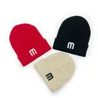 Wholesale high quality custom funny wool knitted blank hat with custom woven label winter warm hat