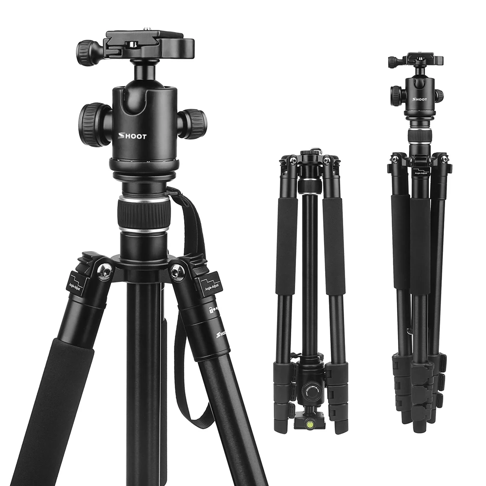 SHOOT Professional L size Lightweight Aluminum Tripod With Monopod Ball head For camera video camcorder, Black
SHOOT Professional L size Lightweight Aluminum Tripod With Monopod Ball head For camera video camcorder, Black