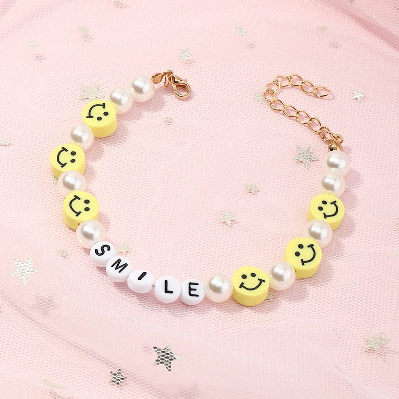 Wholesale Fashion Smile Alphabet Pearl Bangle Bracelet Charm Bracelet For Girls, White, yellow
Wholesale Fashion Smile Alphabet Pearl Bangle Bracelet Charm Bracelet For Girls, White, yellow