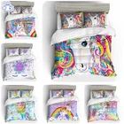 Home Duvet Cover 3 Piece Twin Size Rainbow Unicorn Series Quilt Cover Bedroom Decora for Girls Gift Cartoon Bedding Set