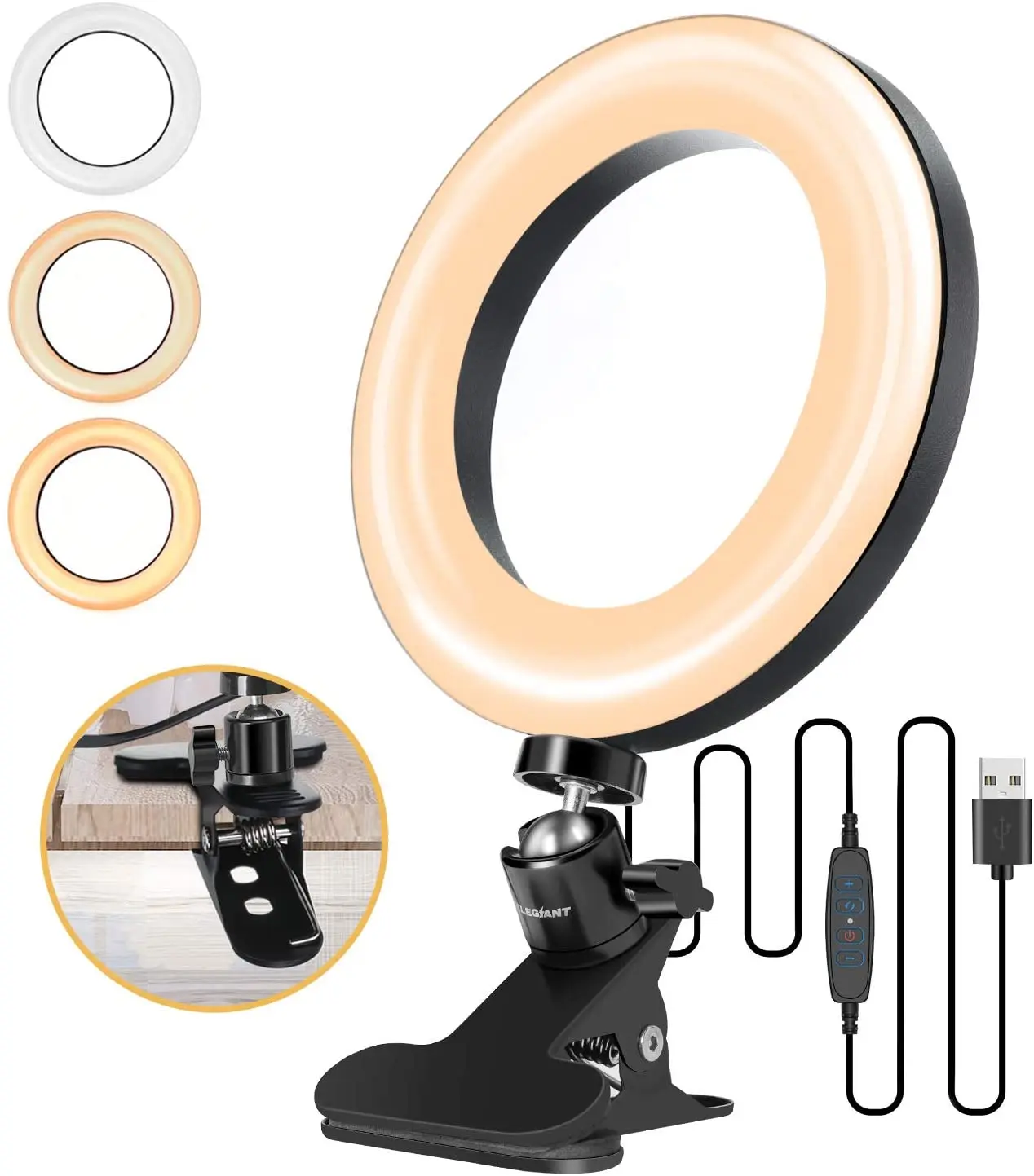OldShark Adjustable Photography Lighting With Clamp 6" 360 Rotation 3 Color Led Selfie Ring Light, For Makeup YouTube Video Live, Black 
OldShark Adjustable Photography Lighting With Clamp 6" 360 Rotation 3 Color Led Selfie Ring Light, For Makeup YouTube Video Live, Black