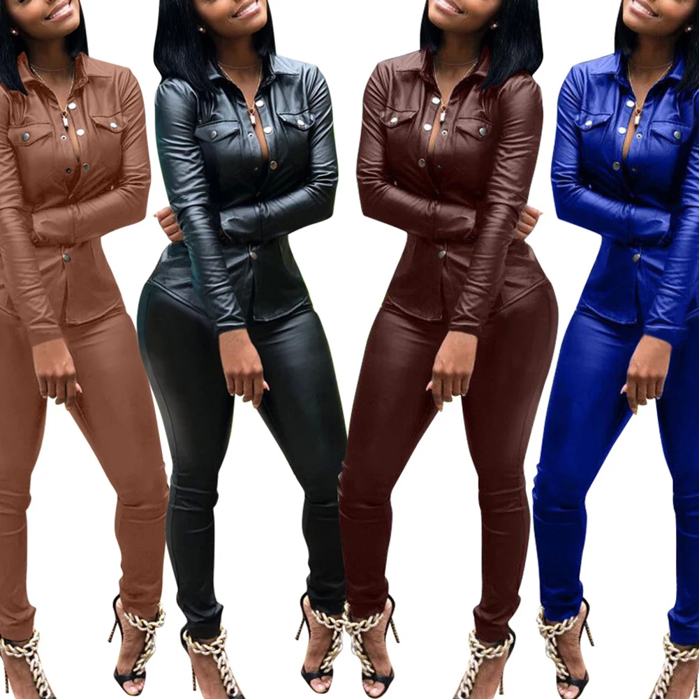 Two piece pu leather jacket set fall clothing for women 5 color S-XXXL Winter Overalls PU Leather shirt+Pencil pant tracksuit
Two piece pu leather jacket set fall clothing for women 5 color S-XXXL Winter Overalls PU Leather shirt+Pencil pant tracksuit