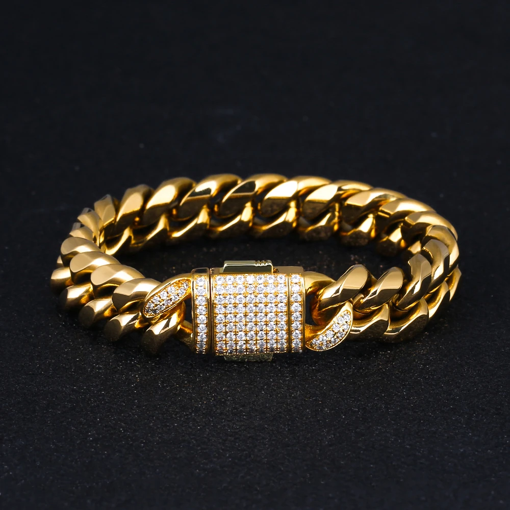 KRKC&CO CZ Stone Zircon Buckle 12 mm 7inch 18K Gold Stainless Steel Cuban Link Bracelet
KRKC&CO CZ Stone Zircon Buckle 12 mm 7inch 18K Gold Stainless Steel Cuban Link Bracelet