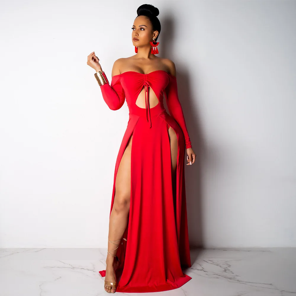 New Arrival Hot Sales Woman summer ladies solid hollow fork dress long sleeves off-the-shoulder, Picture color
New Arrival Hot Sales Woman summer ladies solid hollow fork dress long sleeves off-the-shoulder, Picture color