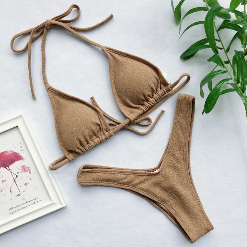 Factory Wholesale Summer Women Thong Bikini Sexy Triangle Pack Pure Colour Backless Swimsuit, As pictures
Factory Wholesale Summer Women Thong Bikini Sexy Triangle Pack Pure Colour Backless Swimsuit, As pictures