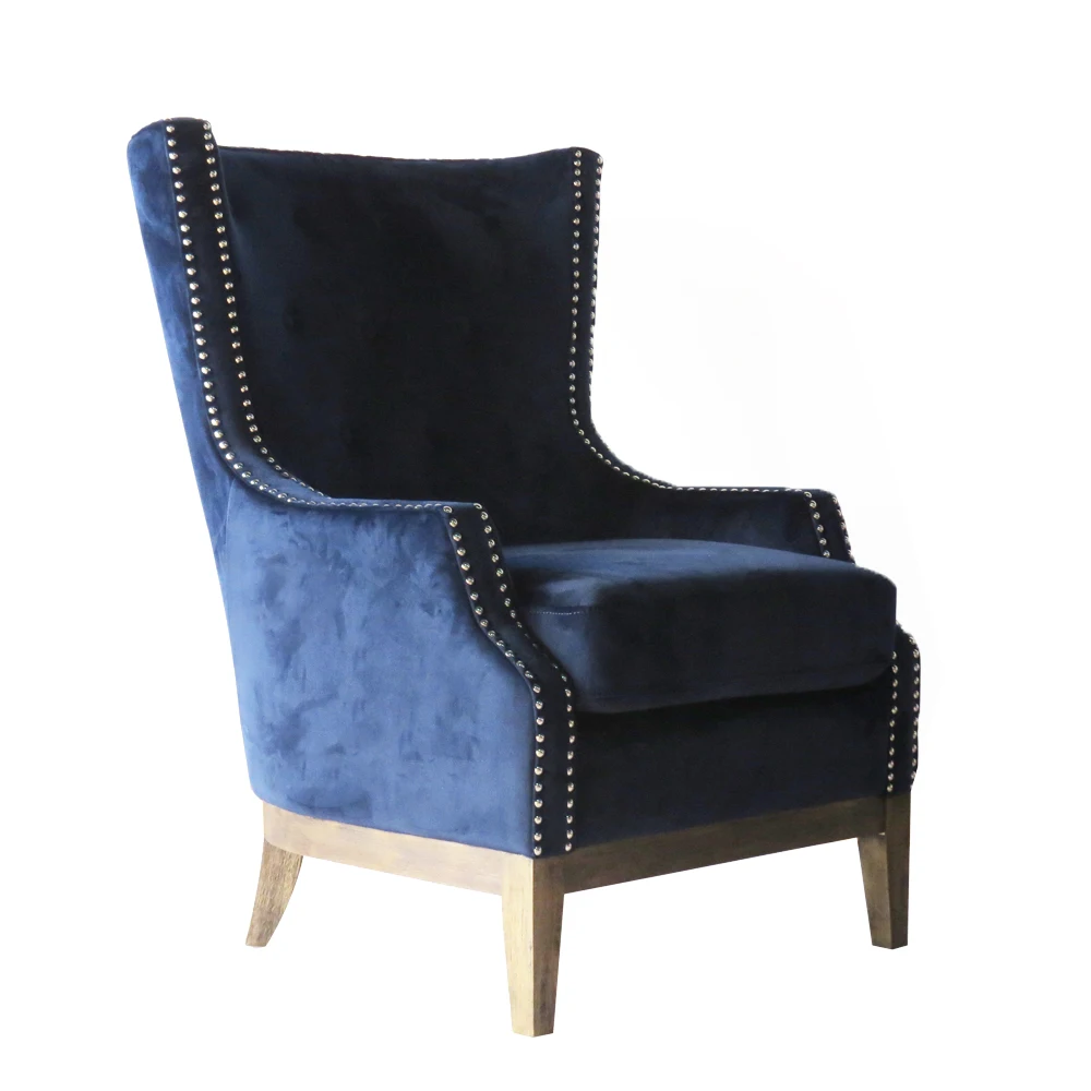Modern High Wingback Upholstery Fabric Rivet High Back Chair for Living Room details