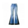 China special design mix color wide leg women denim jeans