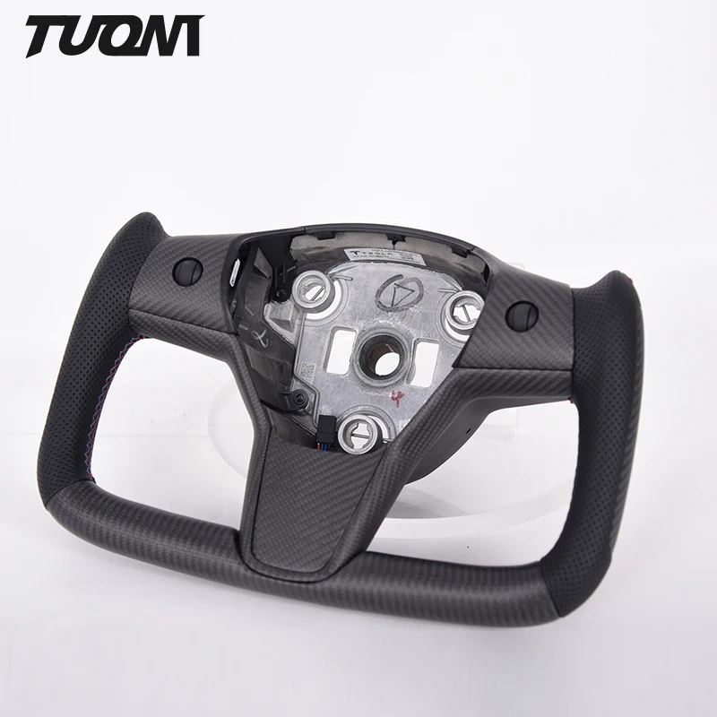 

For Tesla Car Steering Wheel FOR Tesla Model X S Y Yoke Carbon Fiber Perforated Leather Steering Wheel