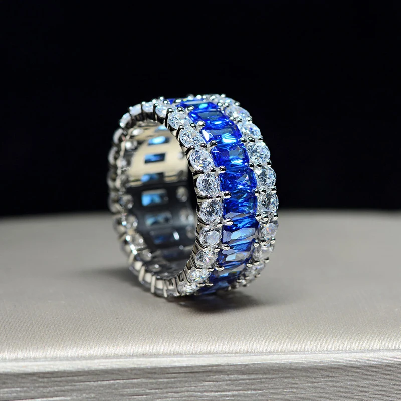 Genuine 925 Sterling Silver Ring Luxury Full Sparking White Blue CZ Finger Rings for Women
Genuine 925 Sterling Silver Ring Luxury Full Sparking White Blue CZ Finger Rings for Women