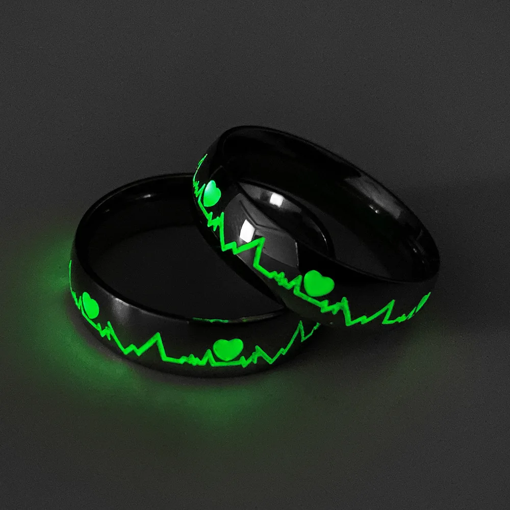 Stainless Steel Luminous Heartbeat Ring ECG Couple ring Simple Fashion Fluorescent Couple jewelry For women and men, Steel color
Stainless Steel Luminous Heartbeat Ring ECG Couple ring Simple Fashion Fluorescent Couple jewelry For women and men, Steel color