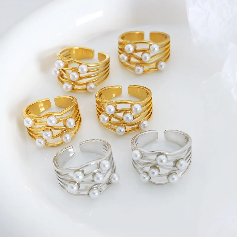 French-Style Multi-Layer Wave-Shaped Pearl Elegant Non-Mainstream Style Fashionable Simple Elegant Lady Ring Titanium Steel Ring
French-Style Multi-Layer Wave-Shaped Pearl Elegant Non-Mainstream Style Fashionable Simple Elegant Lady Ring Titanium Steel Ring
