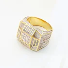 Big Punk White CZ Stone Micro Pave 925 Sterling Silver Men's Rings Bling Bling Jewelry
