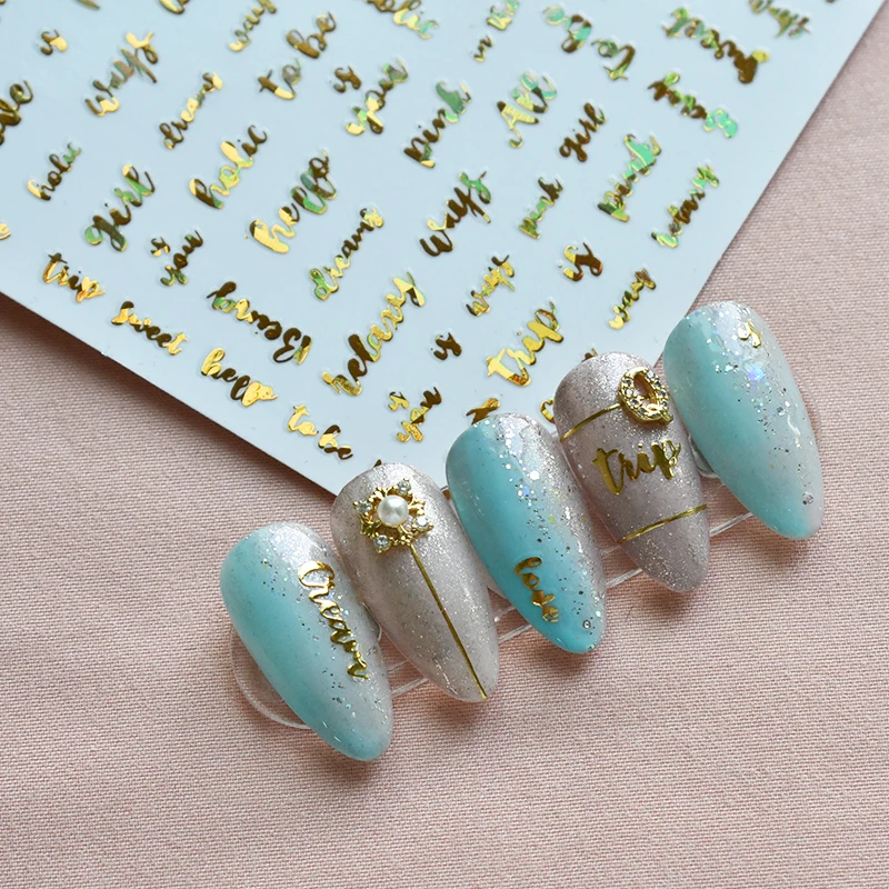 3D Laser Nail Sticker Roman Letter Personalized Design Nail Sticker 360, Colorful 
3D Laser Nail Sticker Roman Letter Personalized Design Nail Sticker 360, Colorful