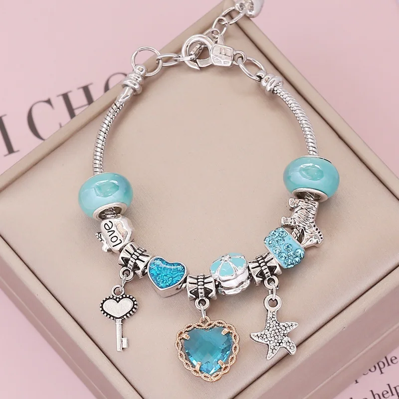 New Arrival DIY Snake Chain Beaded Crystal Heart Charm Bracelet Enamel Key Starfish Charm Bracelet
New Arrival DIY Snake Chain Beaded Crystal Heart Charm Bracelet Enamel Key Starfish Charm Bracelet
