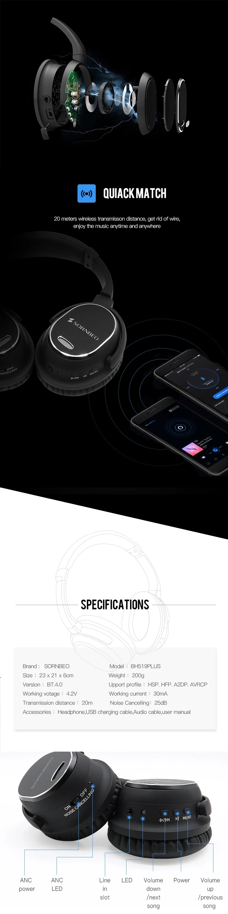 Factory Wholesale Price 12 h Working Time Wireless Stereo Foldable Headphone - ANKUX.COM