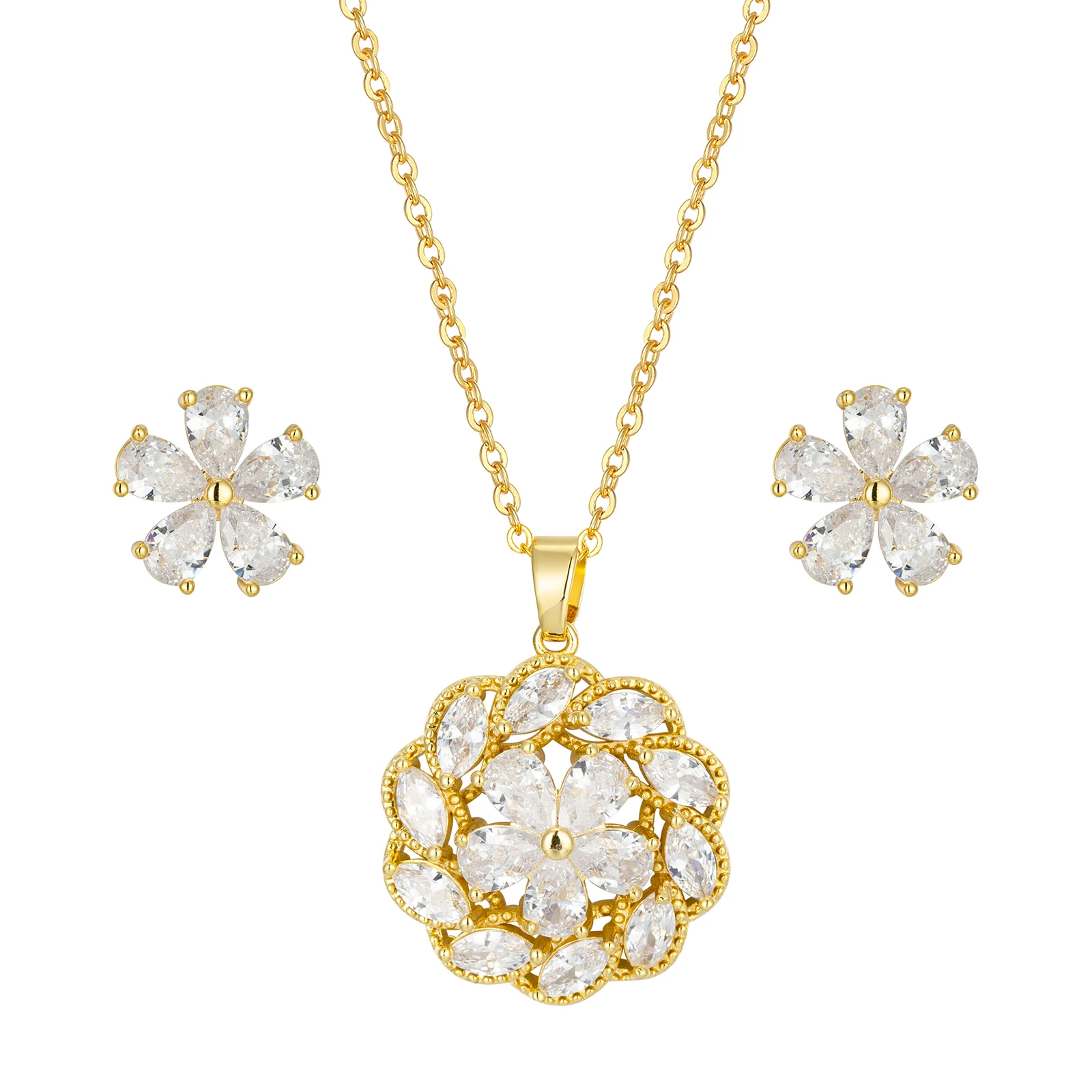 Jewelry Set Luminous 18K 24K Gold Plated Brass Rhinestone Flower Pendant Necklace For Women
Jewelry Set Luminous 18K 24K Gold Plated Brass Rhinestone Flower Pendant Necklace For Women