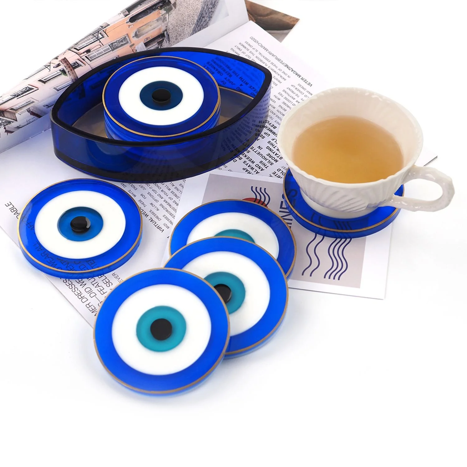 DIY Manual Devil's Evil Nazar Blue Eyes Teacup Coaster Silicone Molds Set Desktop Storage Box Epoxid Resin Moldes
DIY Manual Devil's Evil Nazar Blue Eyes Teacup Coaster Silicone Molds Set Desktop Storage Box Epoxid Resin Moldes