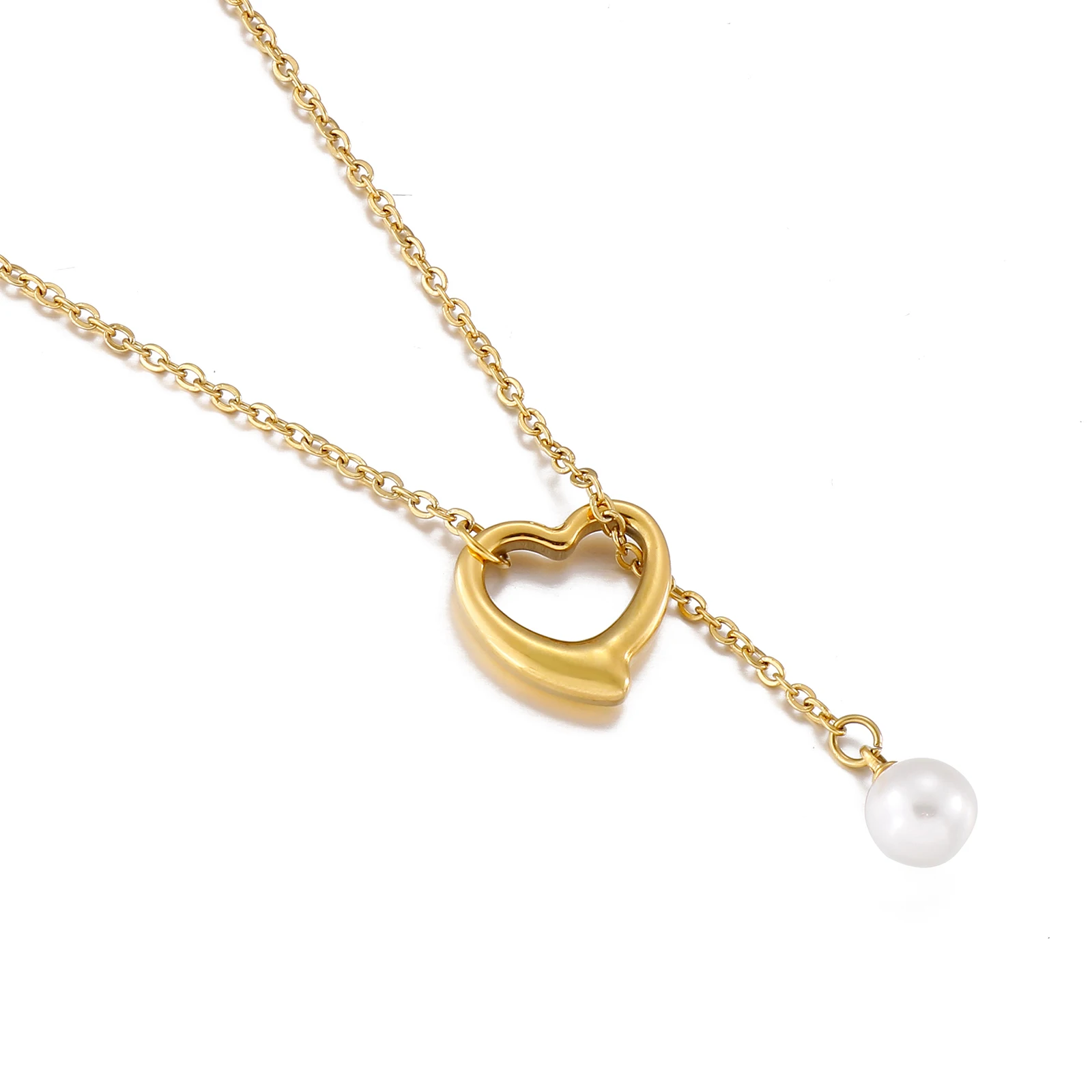 Fashion Heart Pearl Bead Pendant Necklace Women Charm Stainless Steel Necklaces Jewelry, Steel/gold
Fashion Heart Pearl Bead Pendant Necklace Women Charm Stainless Steel Necklaces Jewelry, Steel/gold