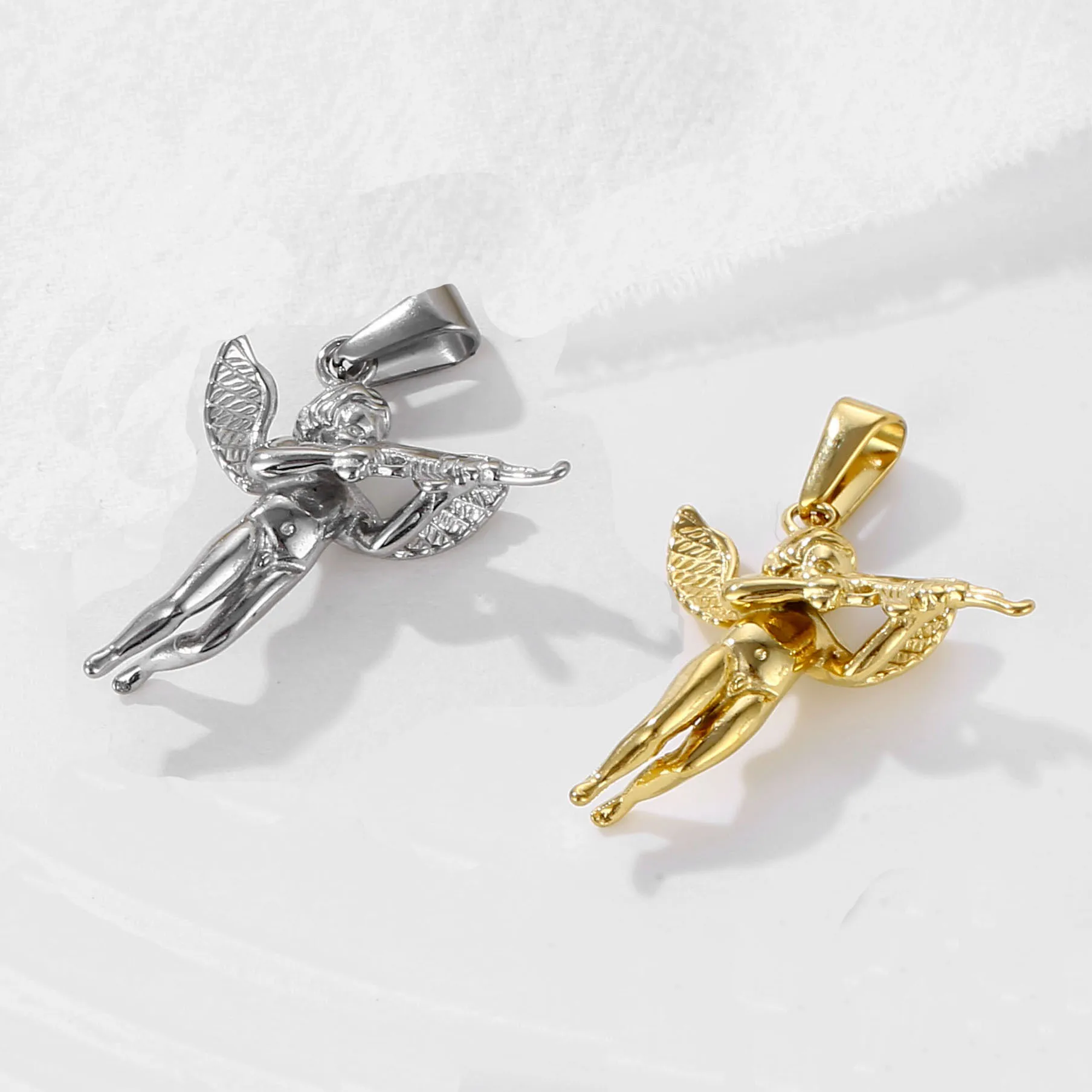 Hip Hop Cupid Angel Wing Pendant 25mm Small Gold Silver Stainless Steel Revenge Angel Gun Necklace Charm
Hip Hop Cupid Angel Wing Pendant 25mm Small Gold Silver Stainless Steel Revenge Angel Gun Necklace Charm