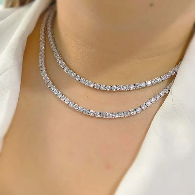 Explosive Micro Inlay Gold and Silver 5mm Diamond Tennis Chain Choker 16/18/20/22inches Necklace For Wedding Gifts, Silver and gold
Explosive Micro Inlay Gold and Silver 5mm Diamond Tennis Chain Choker 16/18/20/22inches Necklace For Wedding Gifts, Silver and gold