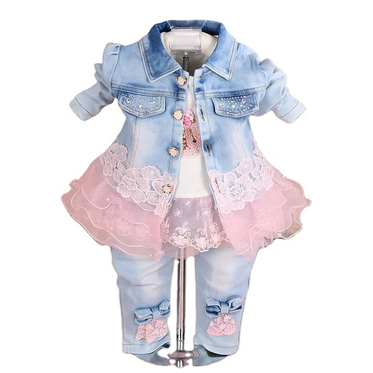 Baby Girls' Clothing Sets Children'S Suit Floral Lace 3 Pieces Jeans Cotton 3 Years Newborn Baby Girls Clothes Set
Baby Girls' Clothing Sets Children'S Suit Floral Lace 3 Pieces Jeans Cotton 3 Years Newborn Baby Girls Clothes Set