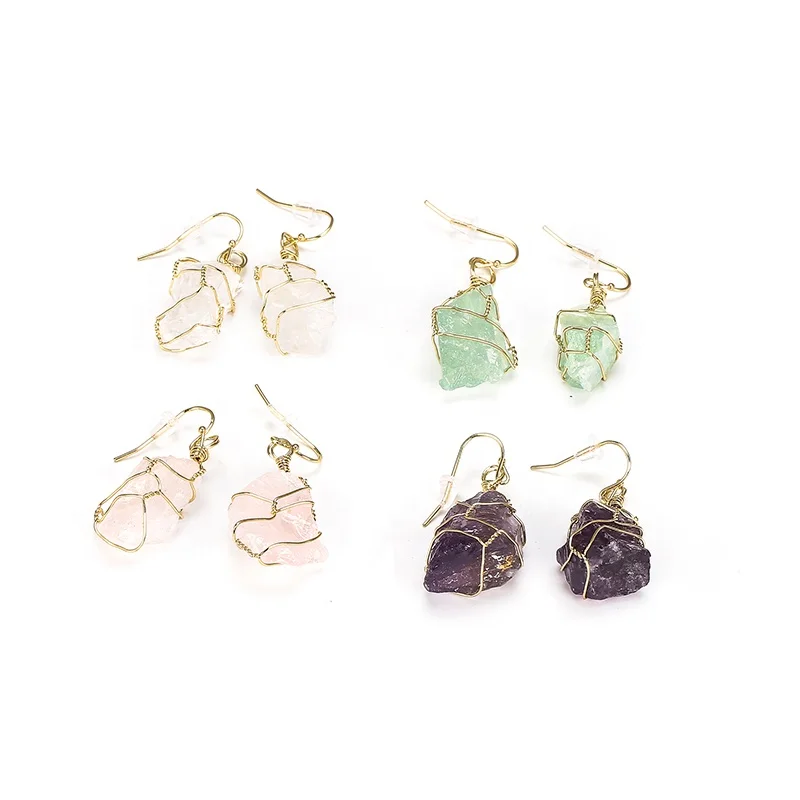 Hand Wire Wrap Gem Natural Stone Tumbled Rough Earrings Mineral Crystal Earrings For Women
Hand Wire Wrap Gem Natural Stone Tumbled Rough Earrings Mineral Crystal Earrings For Women
