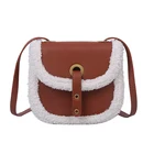 2019 Kawaii design plush Covered edge dull polish Litchi grain PU leather lady saddle bag handbag
