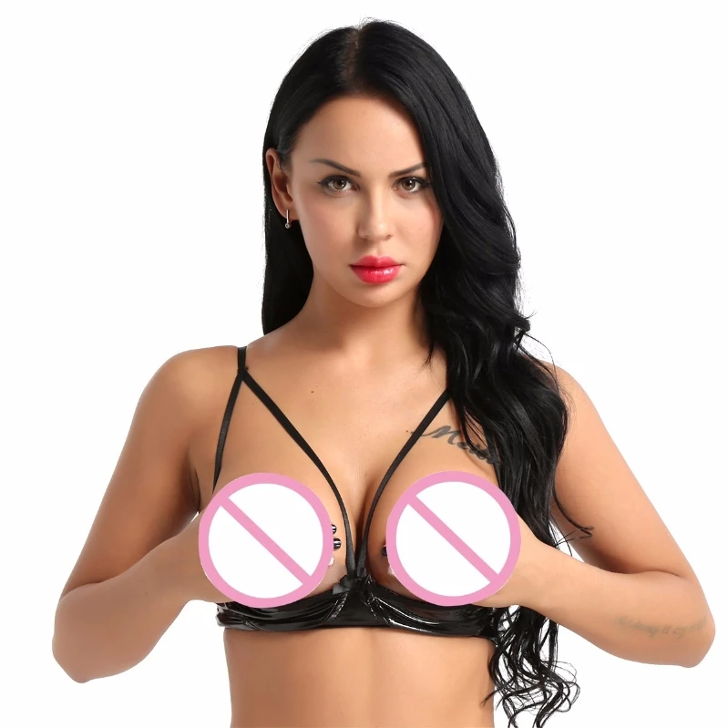 iEFiEL Womens Shiny Leather Adjustable Straps Lingerie Bra Black Wire-Free Sexy Open Cups Bra Wetlook Underwear
iEFiEL Womens Shiny Leather Adjustable Straps Lingerie Bra Black Wire-Free Sexy Open Cups Bra Wetlook Underwear