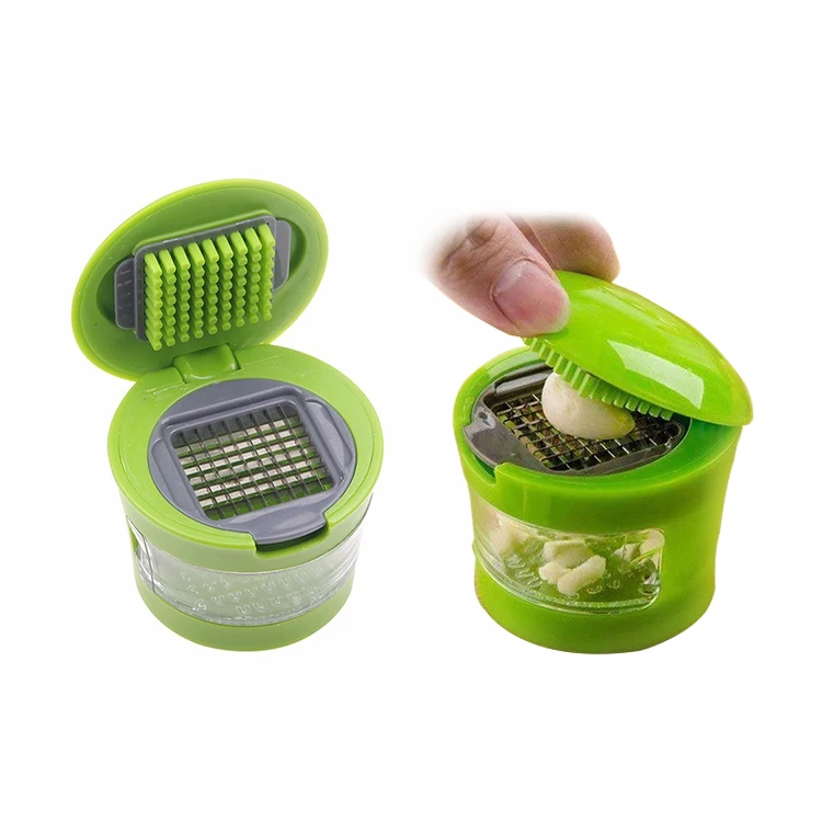 

Useful Common Smart Kitchen Tool Chopper Garlic Crusher Slicer Cube Garlic Press, Green