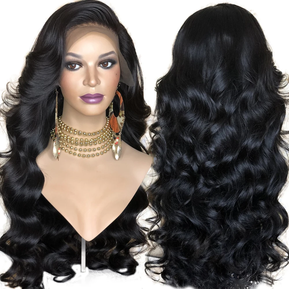 Hot Sale Synthetic Lace Front Wig For Women Black Body Wave Wig Heat Resistant Fiber Hair Wigs With Bangs Side Part
Hot Sale Synthetic Lace Front Wig For Women Black Body Wave Wig Heat Resistant Fiber Hair Wigs With Bangs Side Part