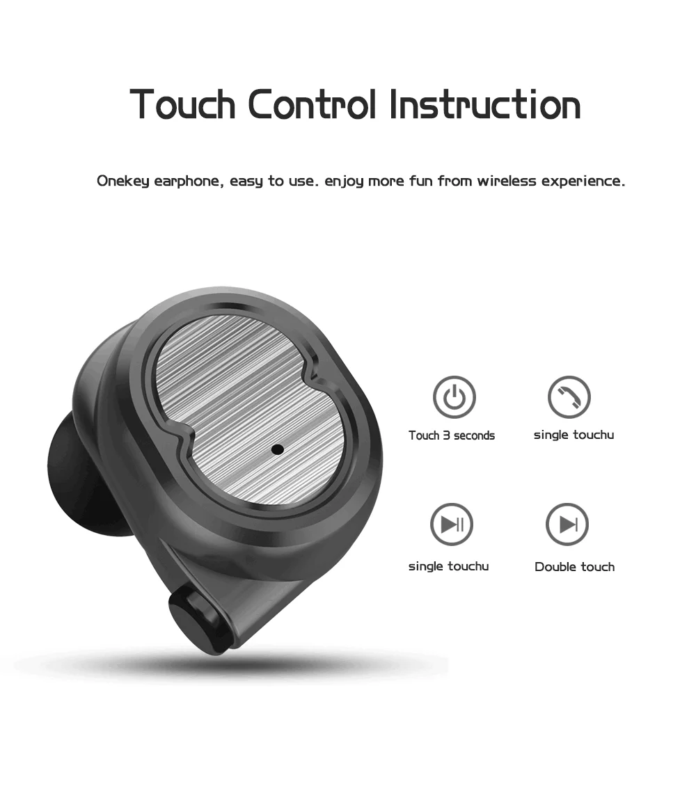 2019 hot selling TWS-X6 noise cancelling single earphone touching control wireless earbud with charging case - ANKUX.COM