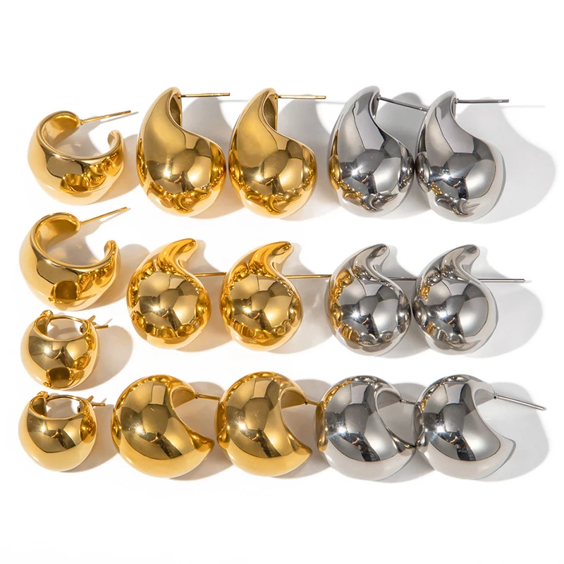 Hot Selling 18K Gold Plated Water Drop Punk Earring Stainless Steel Chunky Tear Drop Stud Earrings For Women Gift
Hot Selling 18K Gold Plated Water Drop Punk Earring Stainless Steel Chunky Tear Drop Stud Earrings For Women Gift