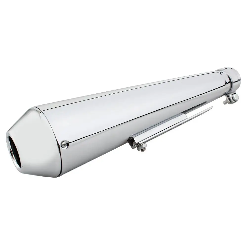 Motorcycle Cafe Racer Exhaust Pipe with Sliding Bracket Matte Black Chrome Universal 35mm 39mm 43mm