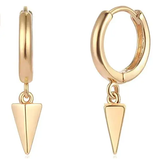 Gold Delicate Pendant Ring Earrings Gold Plated Pendant Geometric Triangle Cone Earrings for Women
Gold Delicate Pendant Ring Earrings Gold Plated Pendant Geometric Triangle Cone Earrings for Women