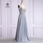 Grey Lace A-line Chiffon Bridesmaid Dress V-Neck Wedding Customized Maid of Honor Gowns Plus Size Party Dress