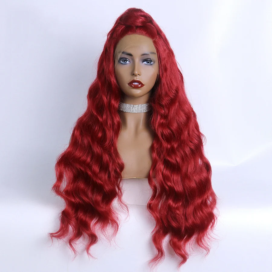 Red Synthetic Lace Wig Heat Resistant Hair Glueless Front Lace Wig Natural Wave Colorful Drag Queen Halloween Wigs For Women
Red Synthetic Lace Wig Heat Resistant Hair Glueless Front Lace Wig Natural Wave Colorful Drag Queen Halloween Wigs For Women