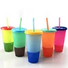 23oz/700ml Color Change Mug iridescent tumbler with straw lid magic cup drinkware for gift