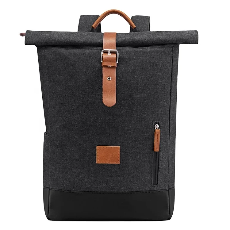 Travelling large Capacity Roll Top Casual Daypack Waxed Vintage Leather Canvas Mens Laptop Backpack, Black ,customized color
Travelling large Capacity Roll Top Casual Daypack Waxed Vintage Leather Canvas Mens Laptop Backpack, Black ,customized color