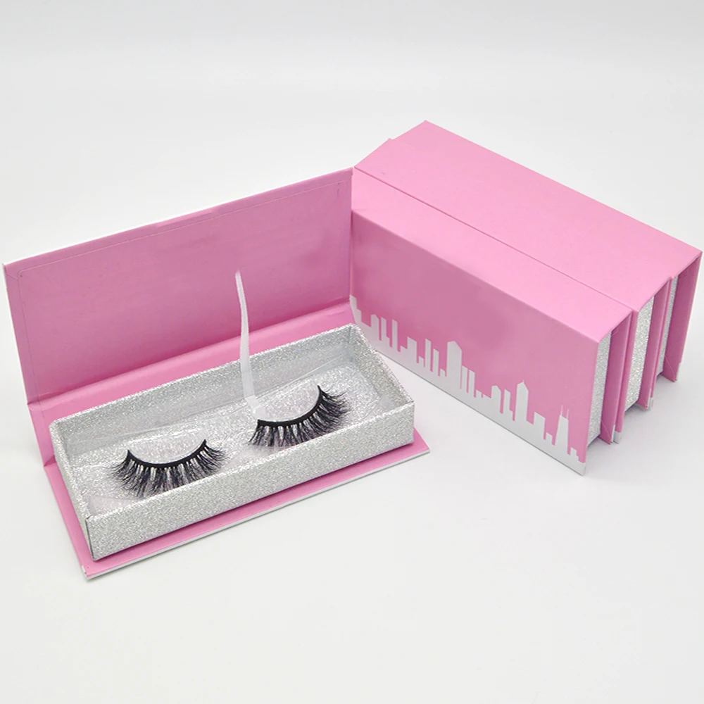 Pink Box 100 Mink Glitter Holographic Your Own Brand Custom Eyelash