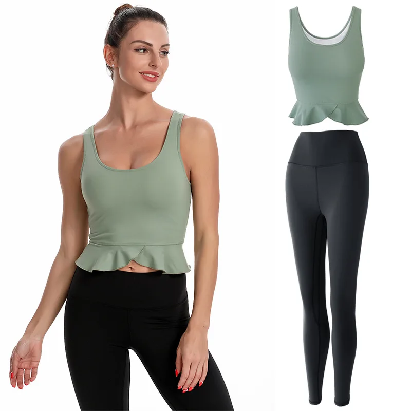 New and trending 2021 New Fitness for Women 2 Piece Outfit Running Pants Compression spandex Leggings flounces Yoga vest bra Set
New and trending 2021 New Fitness for Women 2 Piece Outfit Running Pants Compression spandex Leggings flounces Yoga vest bra Set