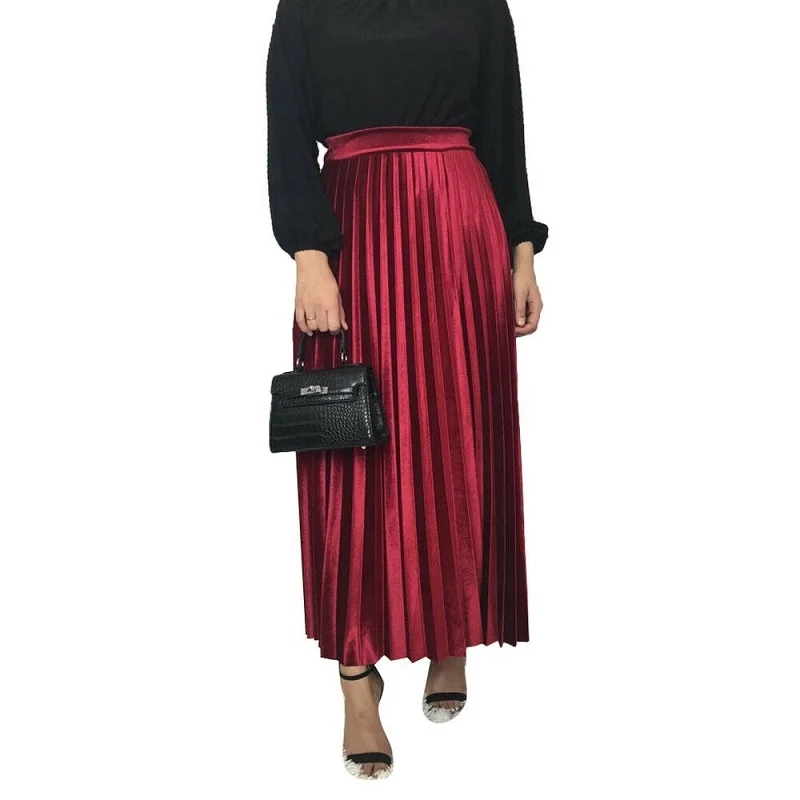 New velvet long pleated skirt muslim women winter high waist stretch abaya dress, Black, gray, wine red, green, navy, brown
New velvet long pleated skirt muslim women winter high waist stretch abaya dress, Black, gray, wine red, green, navy, brown