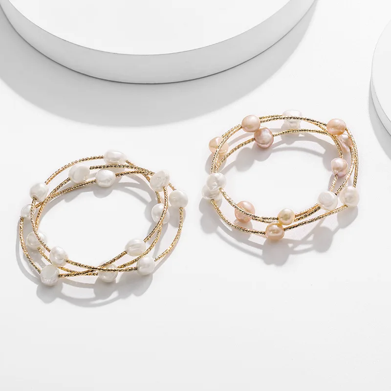 Women Elegant Gold Plated Layered White Pink Fresh Water Pearl Bead Bracelet, White+pink pearl, white pearl
Women Elegant Gold Plated Layered White Pink Fresh Water Pearl Bead Bracelet, White+pink pearl, white pearl