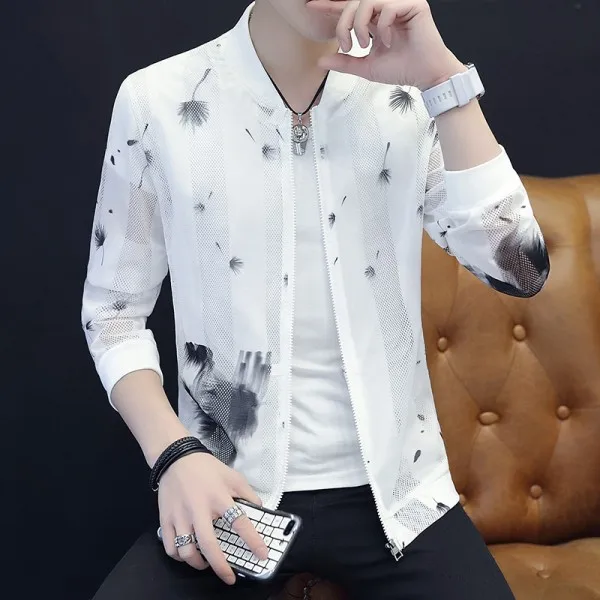 Sun Protection Clothing Summer Jackets Men Fashion 2020 Streetwear Slim Fit Bomber Jacket Stand Collar Print Hollow Outwear Coat
Sun Protection Clothing Summer Jackets Men Fashion 2020 Streetwear Slim Fit Bomber Jacket Stand Collar Print Hollow Outwear Coat